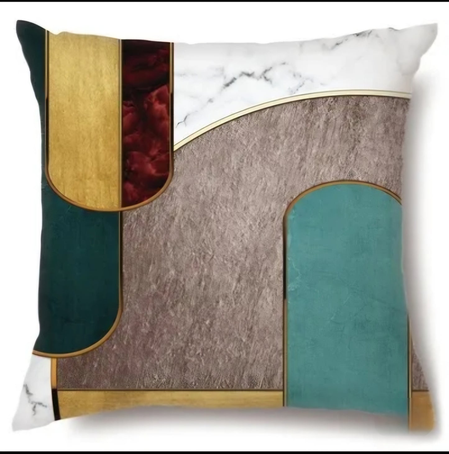 Decorative pillow with geometric pattern on a white background