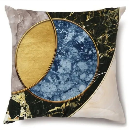Decorative pillow with marble pattern design on a white background